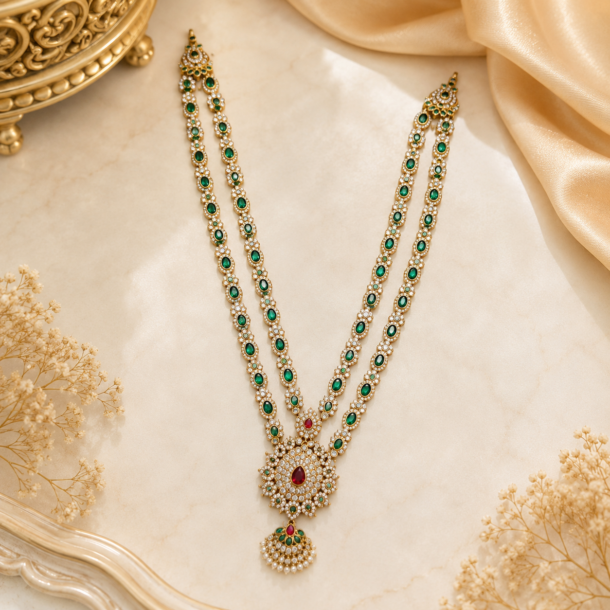 2 Layer Emerald Stone Non Idol Haram