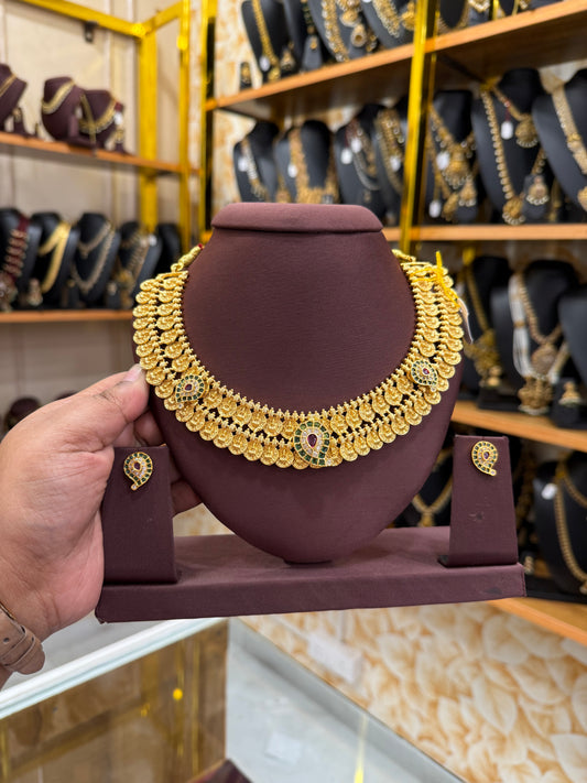 Two layer coin mango necklace
