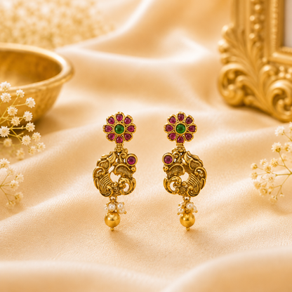 3D Peacock Kemp Earrings