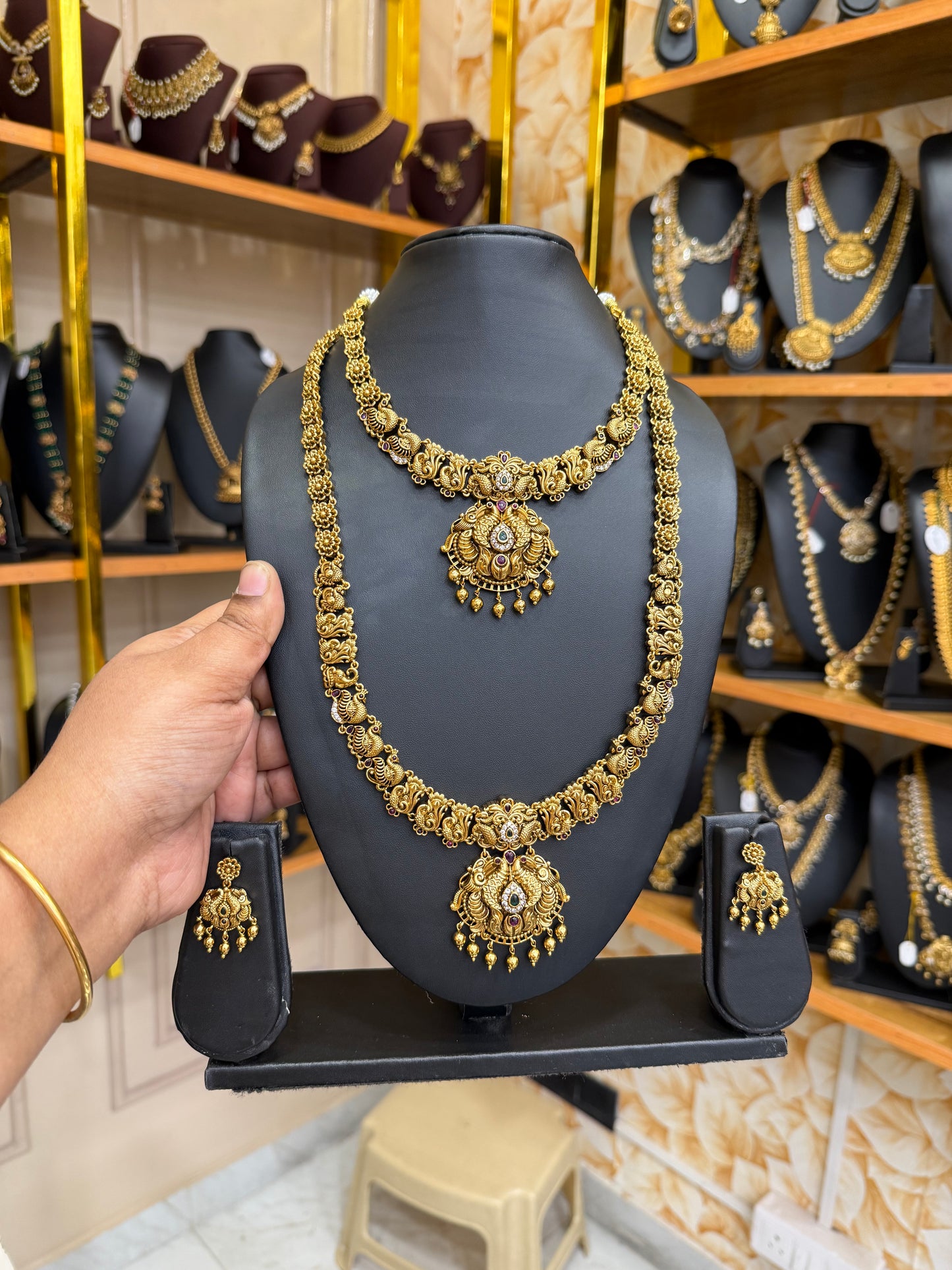 Elegant peacock gold replica combo set