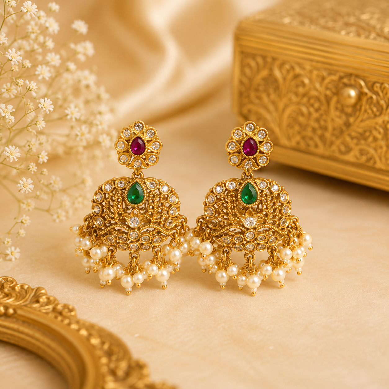Stone Pearls Stud