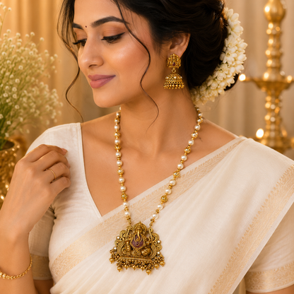 Ganesha Regal Pearls Pendant Chain