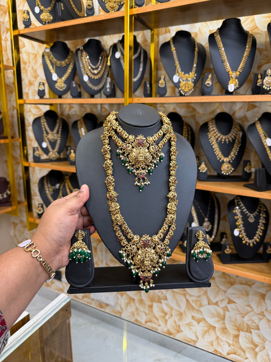 Lakshmi 2 layer combo set with green beads