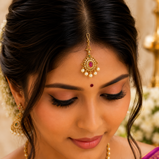 Elegant Ruby Stone Maang Tikka