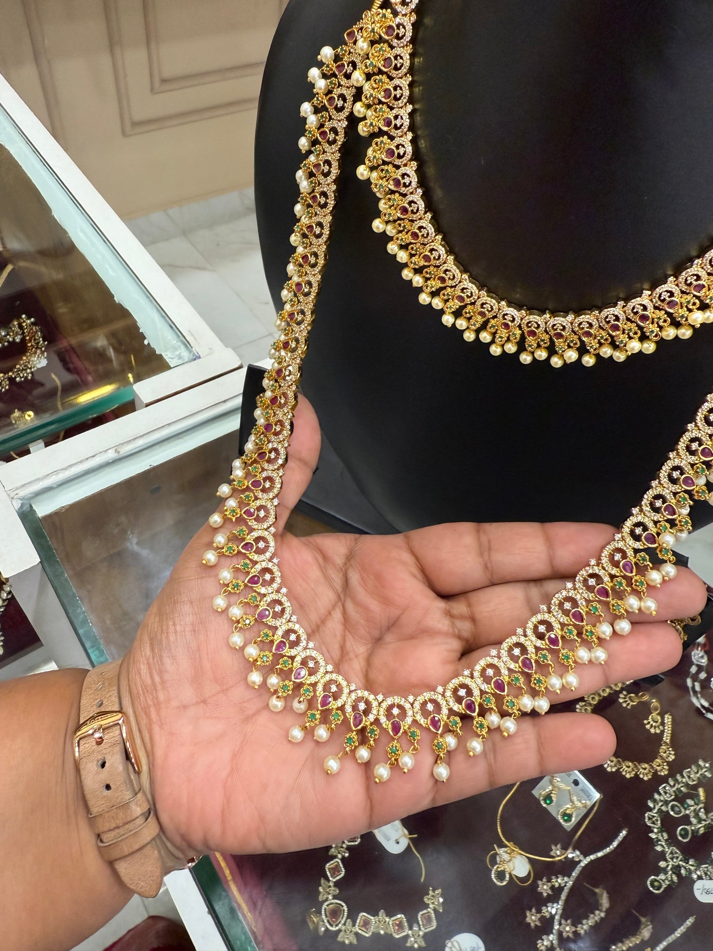 Gorgeous stone pearls combo set