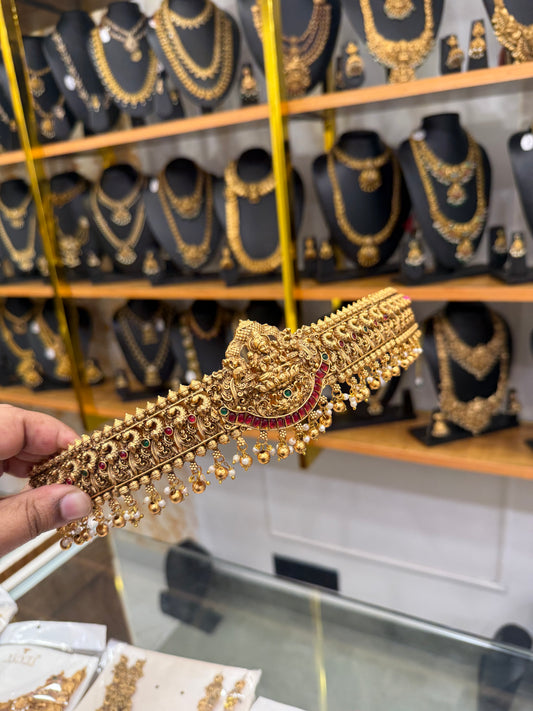 Antique Lakshmi hipbelt with golden beads