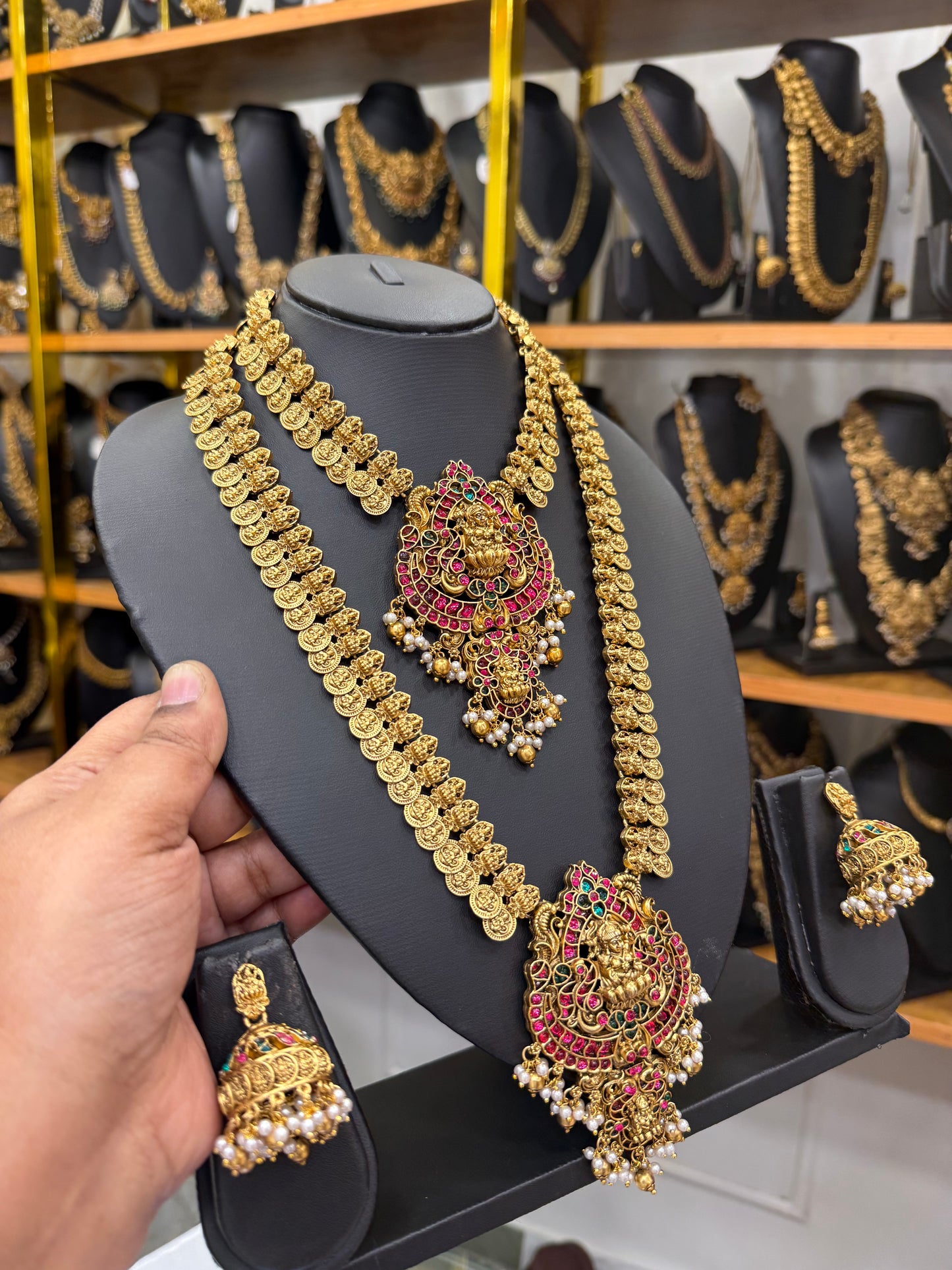 Jadau Kaasu mala bridal combo set