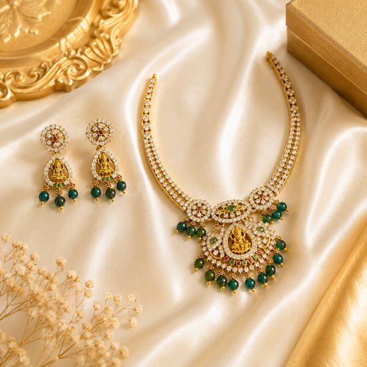 Emerald Lakshmi Necklace