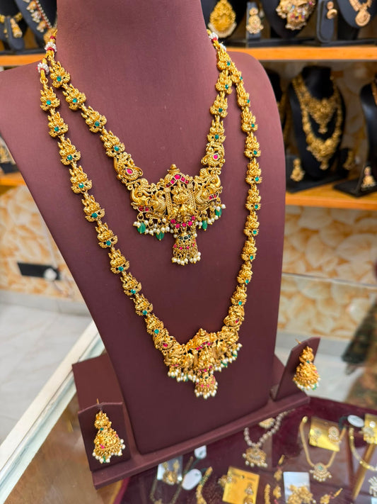Aadhira Lakshmi Bridal Combo Set With Green Beads