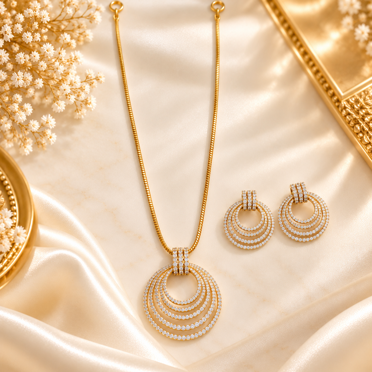 Aarna Crystal AD Stone Pendant Haram