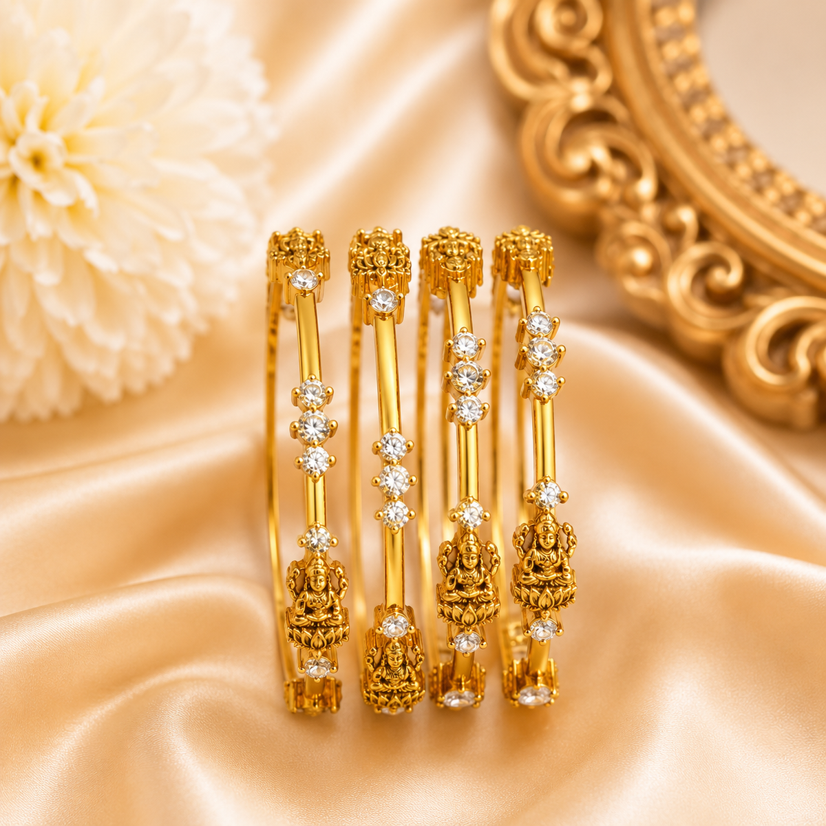 Antique Lakshmi Stone Bangles (4pcs)