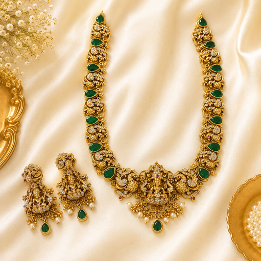 Antique gold replica emerald stone haram