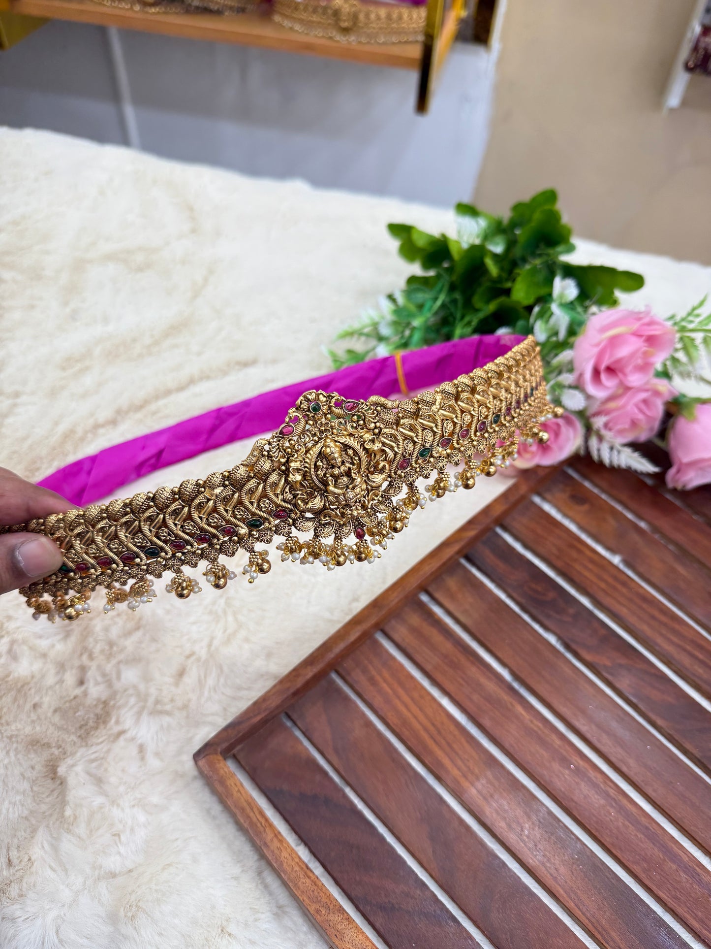 Gajalakshmi pearls hipbelt