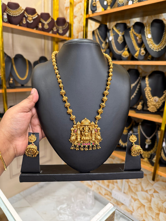 Lakshmi golden Muthu mala with jumka