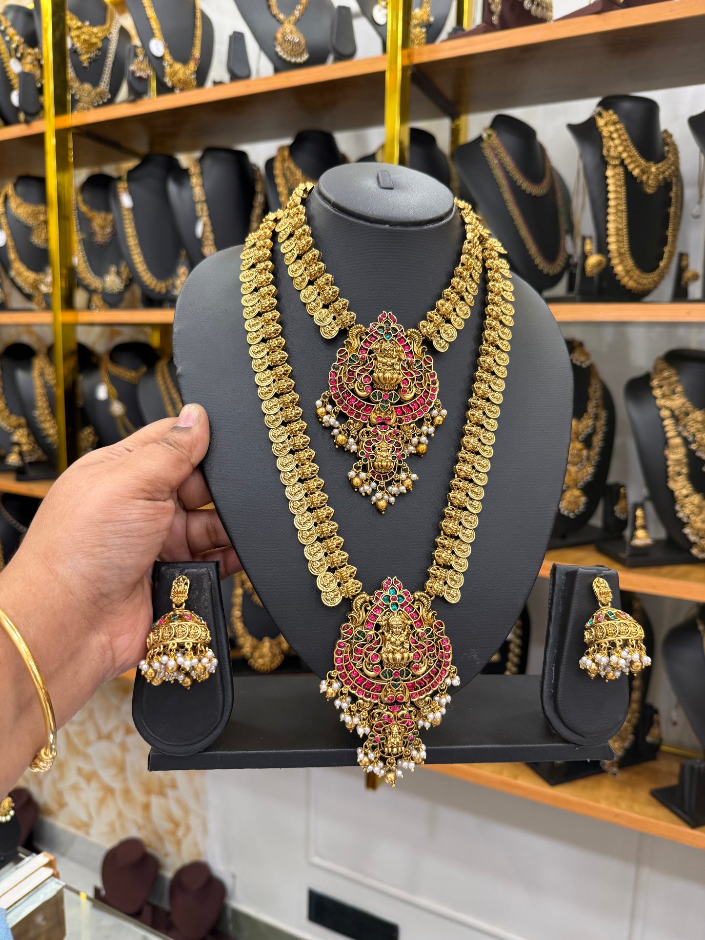 Jadau Kaasu mala bridal combo set