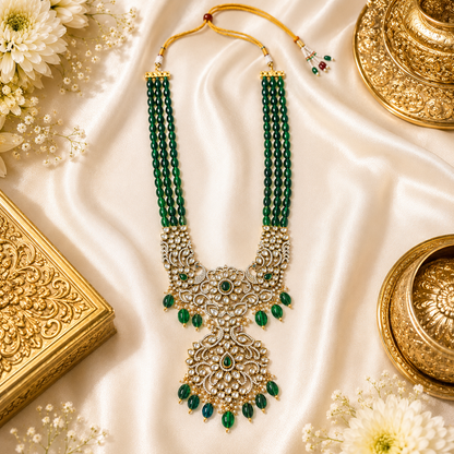 Emerald Blossom Green Beads Collection (Black Mehandhi Polish)