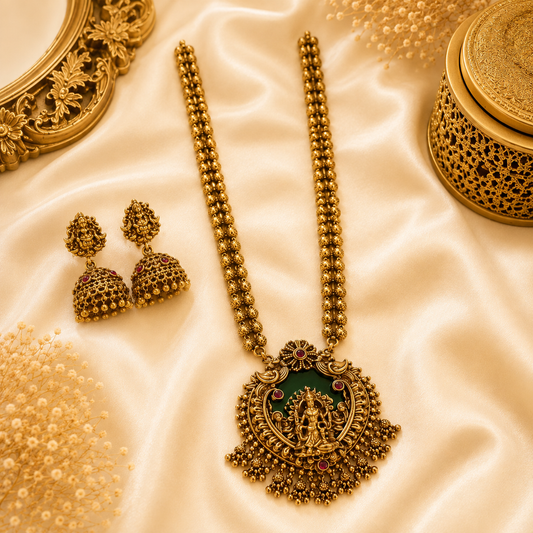 Emerald Enamel Dhanalakshmi Muthu Mala