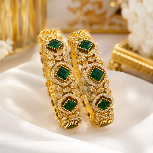 Emerald Mossainate Bangles (2pcs)