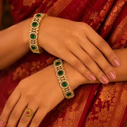 Emerald Mossainate Bangles (2pcs)