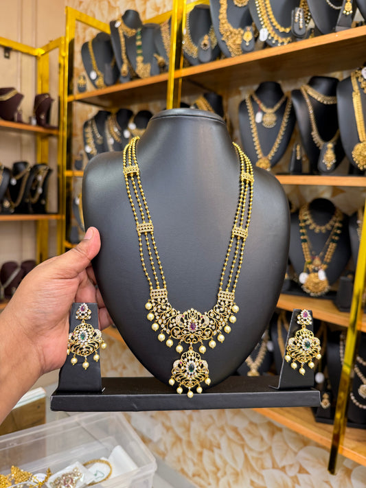 Traditional gold replica stone with pearls haram