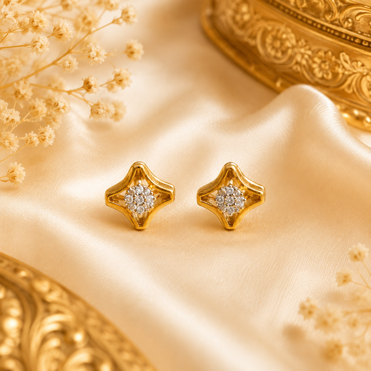 Floral Diamond Stud