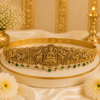 Gajalakshmi With Peacock Gold Alike Hipbelt