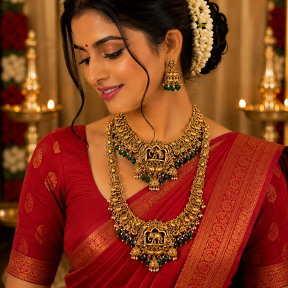 Gorgeous Green Beads Jumka Style Combo Set
