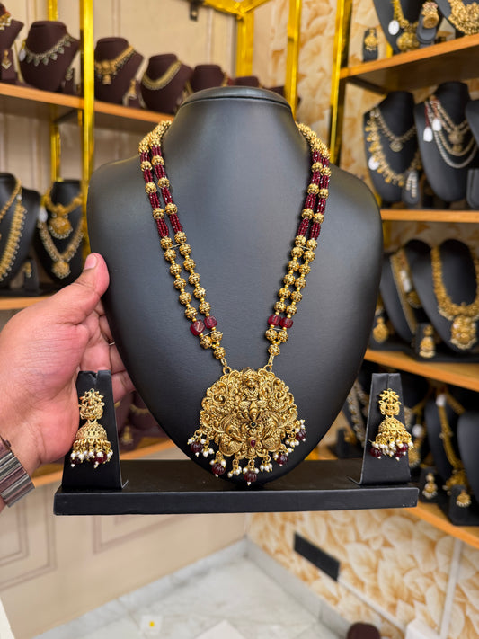 Red beads Gajalakshmi Muthu Mala