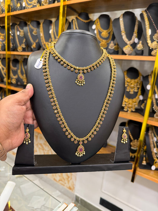 Antique ruby kemp stone non idol combo set