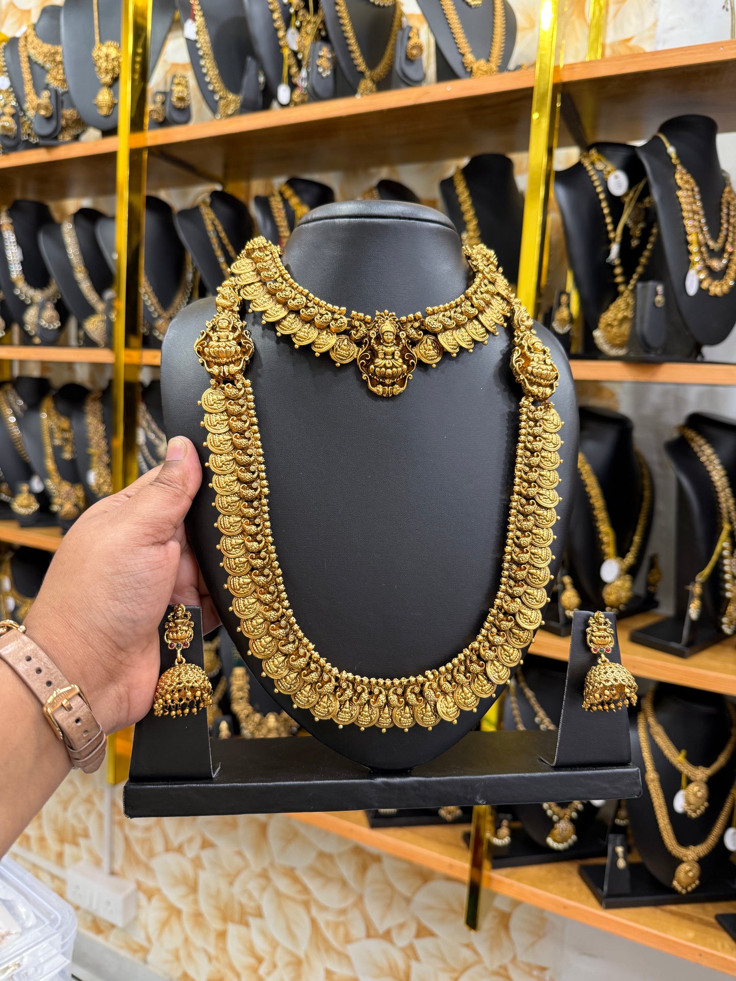 Traditional Lakshmi kaasu mala bridal combo set