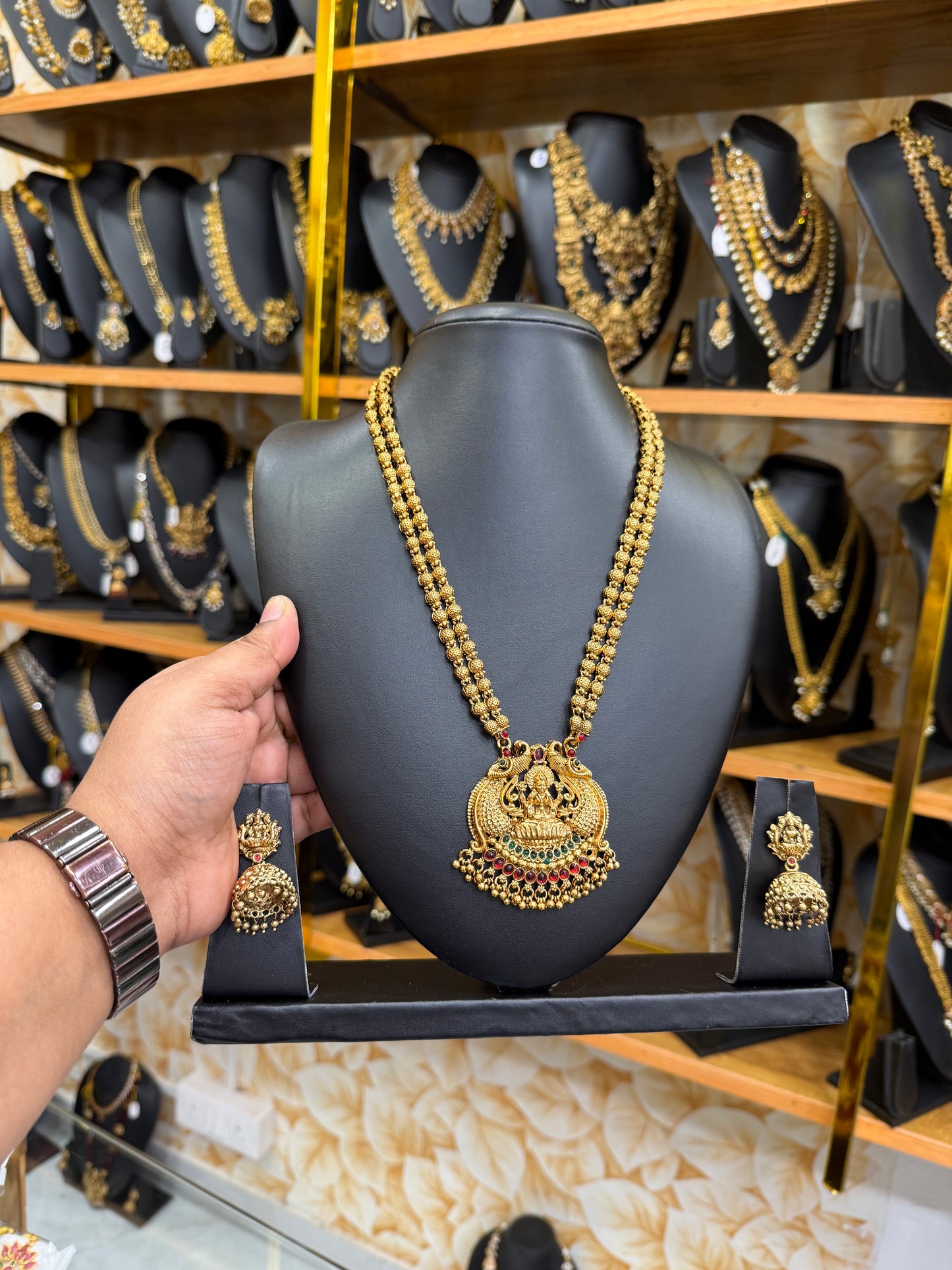 2 layer Golden Muthu mala with Lakshmi pendant