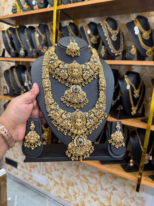 Grand Lakshmi Bridal neck set combo with Tikka and jumka