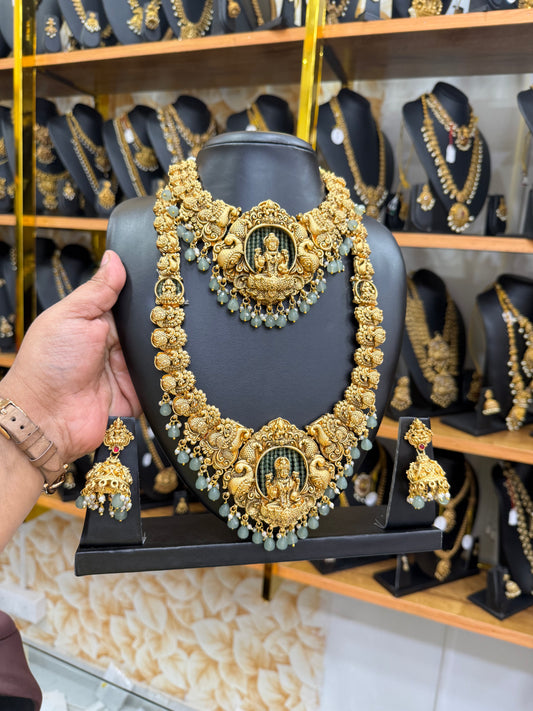 Exclusive Lakshmi combo with Pastel Green beads