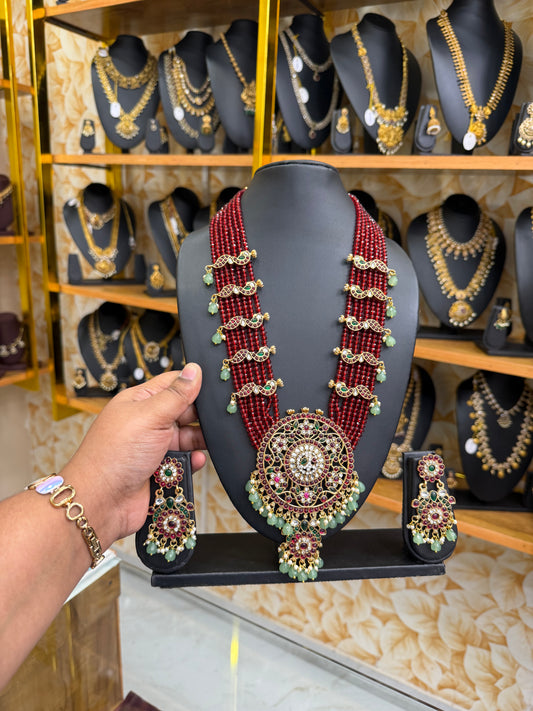 Crystal Jadau Kundan red beads haram