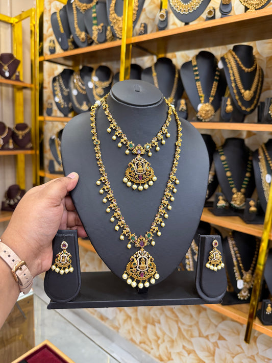 Budget friendly Lakshmi with kemp stone combo set