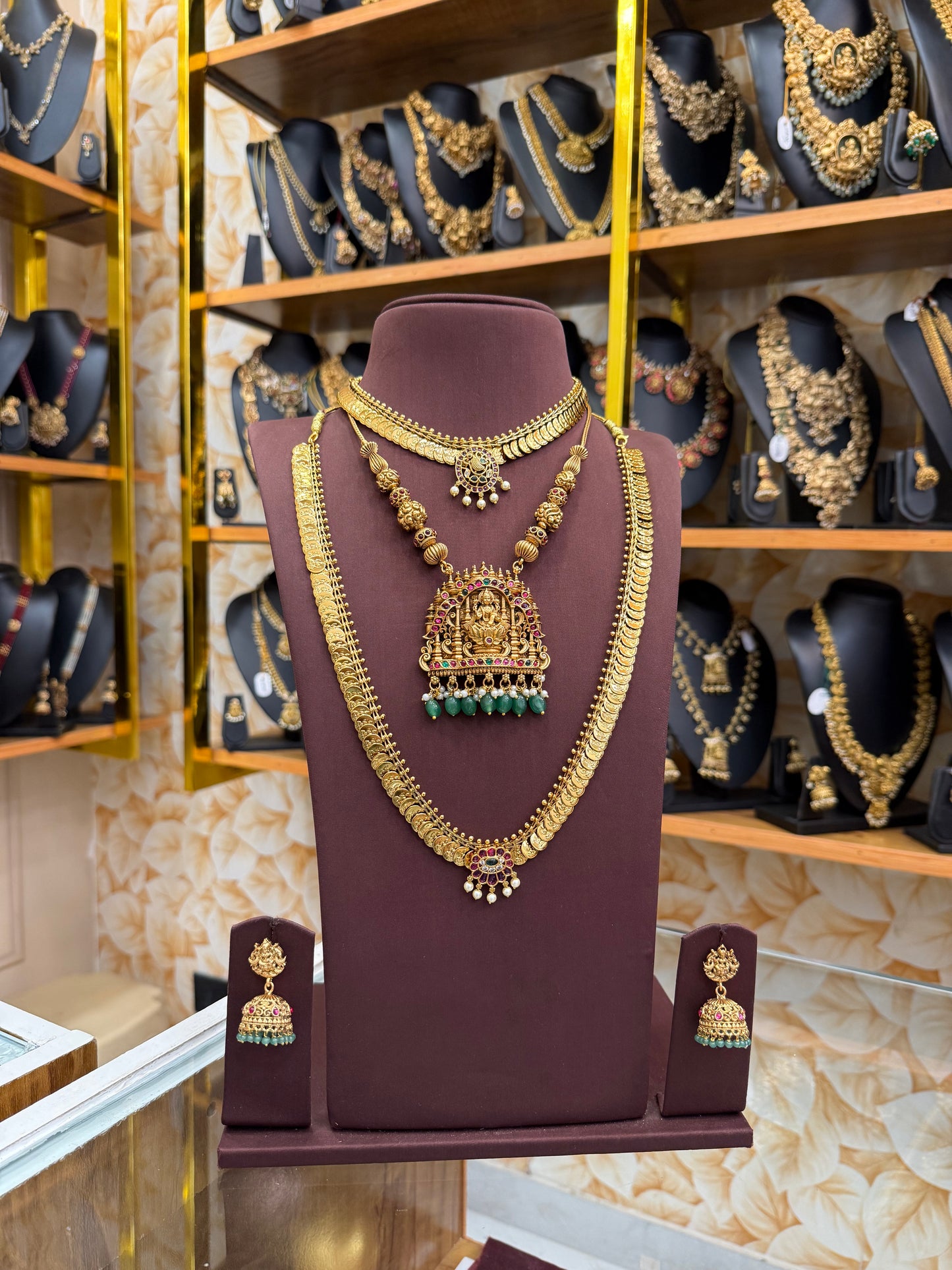 Kaasu Mala & Pastel Green Lakshmi Bridal Combo Set
