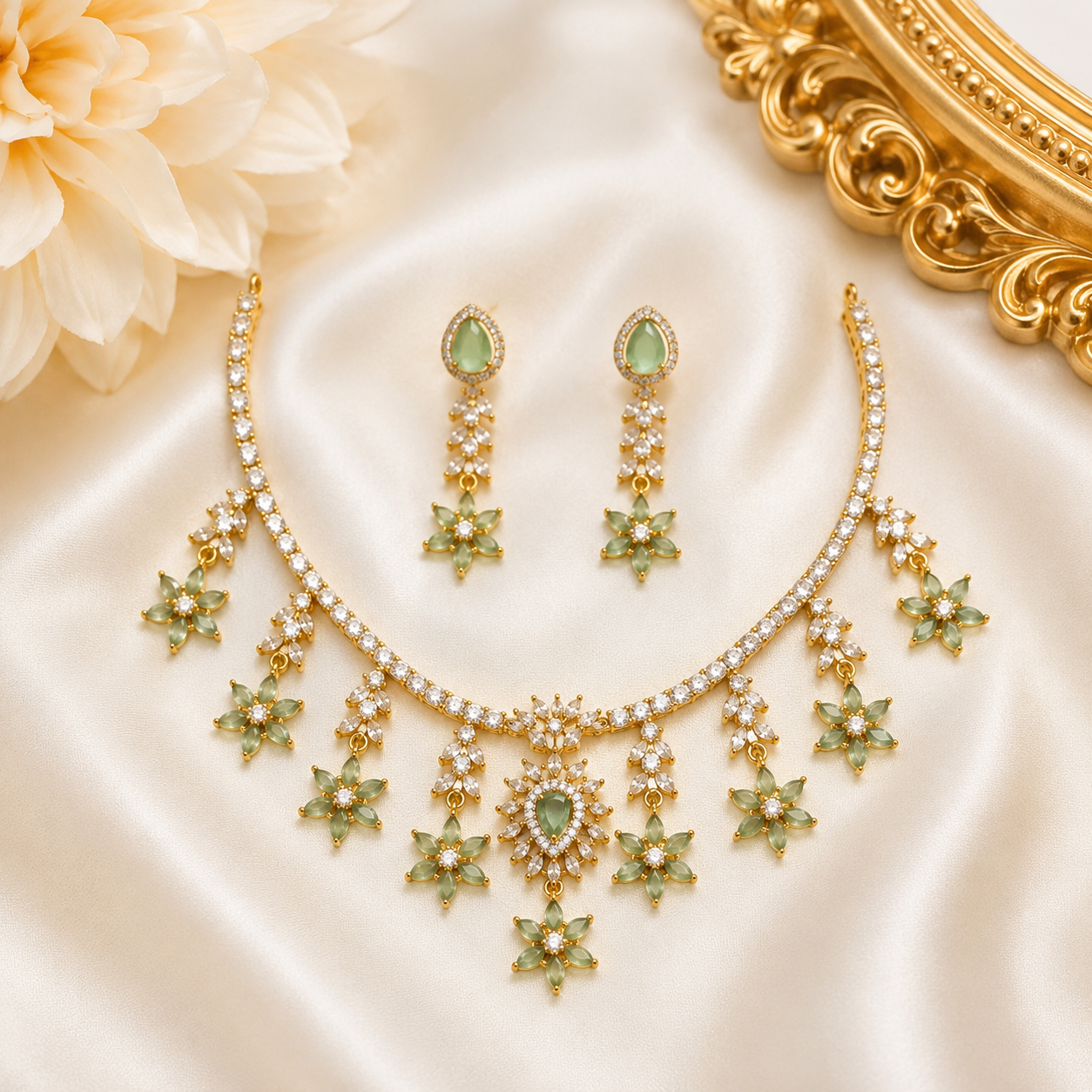 Ishani Pastel Green Star Necklace