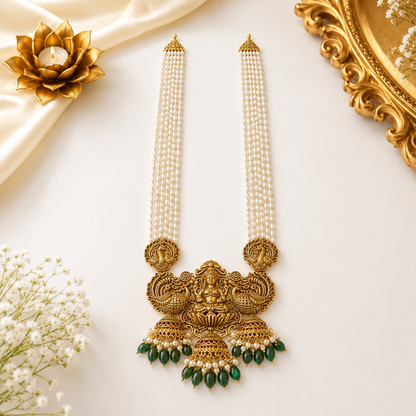 Lakshmi Green Aura Beads Haram