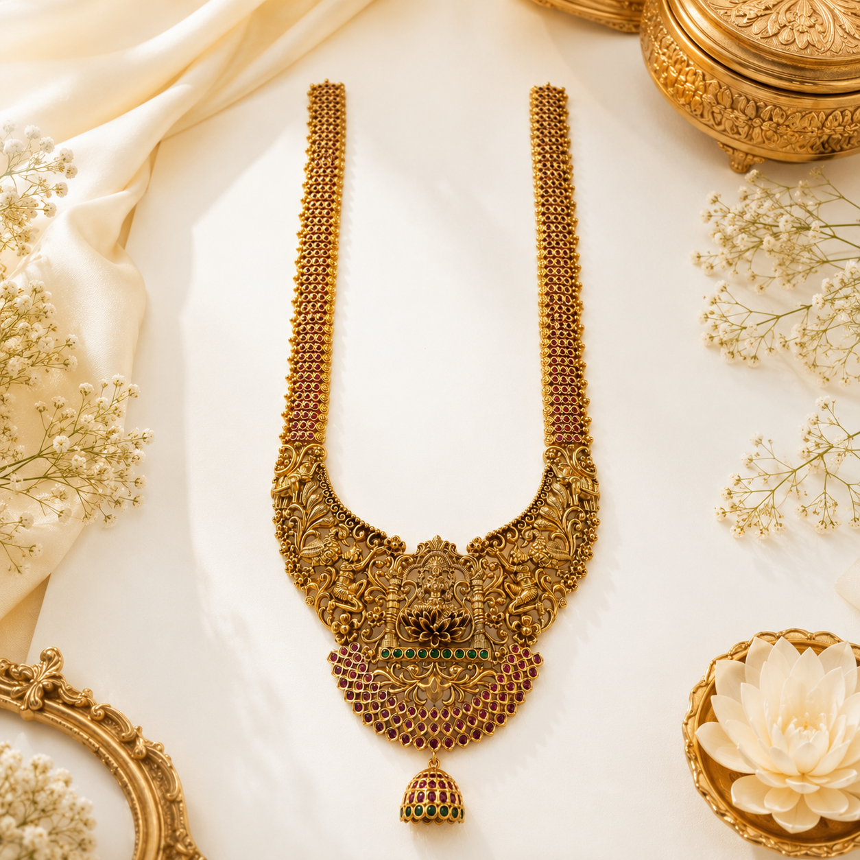 Lakshmi Ruby Stone Haram