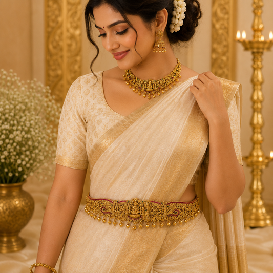 3D Lakshmi Golden Beads Hipbelt