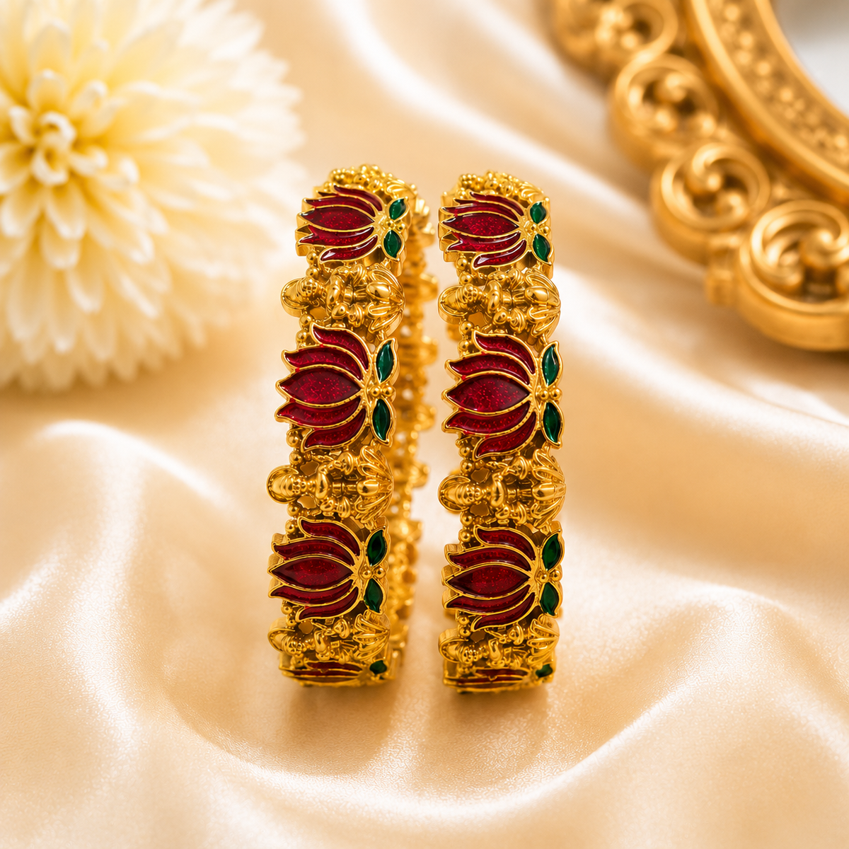 Lakshmi & Lotus Bangles (2pcs)