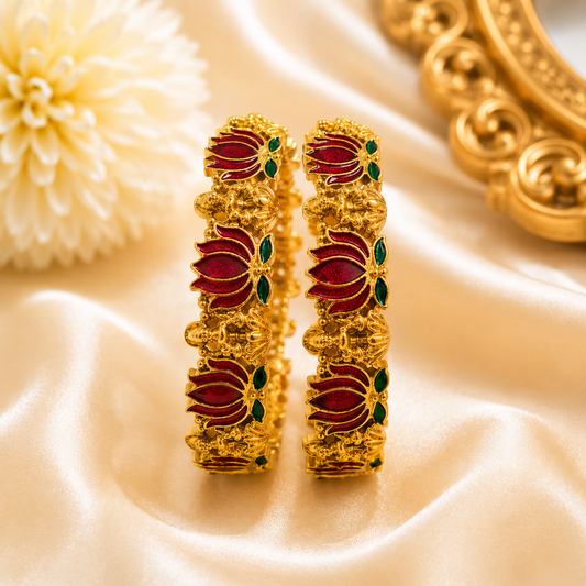 Lakshmi & Lotus Bangles (2pcs)