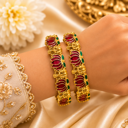 Lakshmi & Lotus Bangles (2pcs)