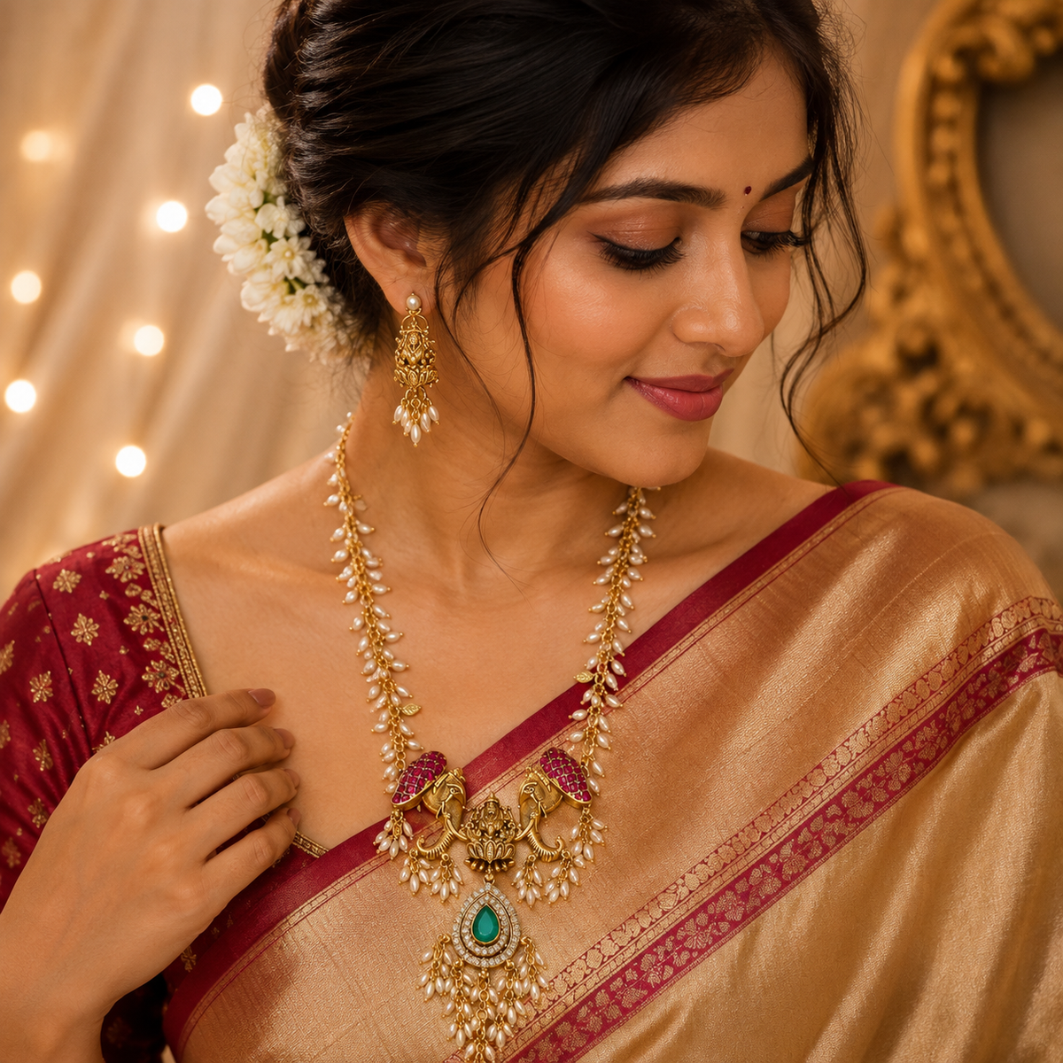Mrinalika Gajalakshmi Pearls Haram