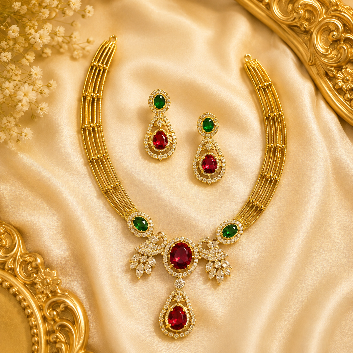 Nivara Emerald & Ruby Necklace