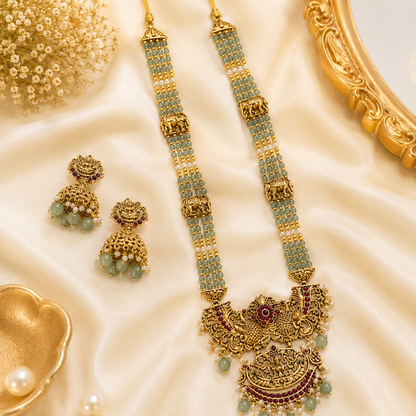 Gorgeous Lakshmi Pastel Green Beads Haram