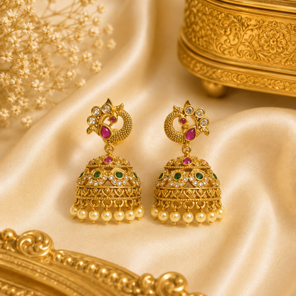 Peacock Traditional Pearls Jumka