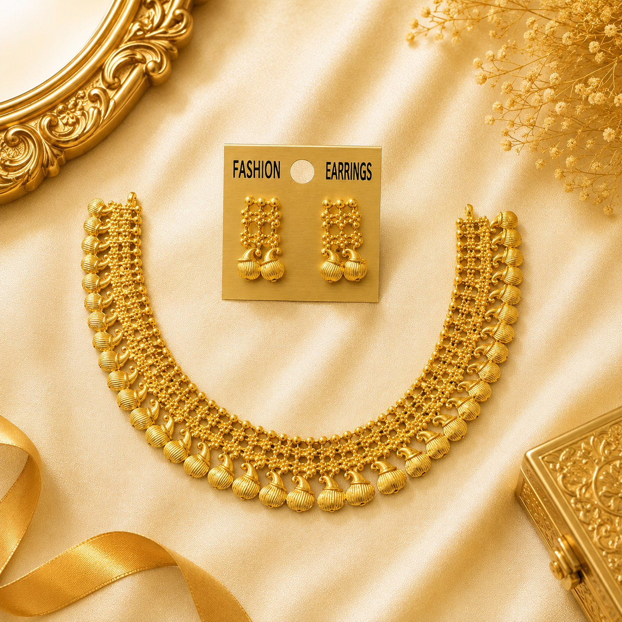 Plain Gold finish mango necklace
