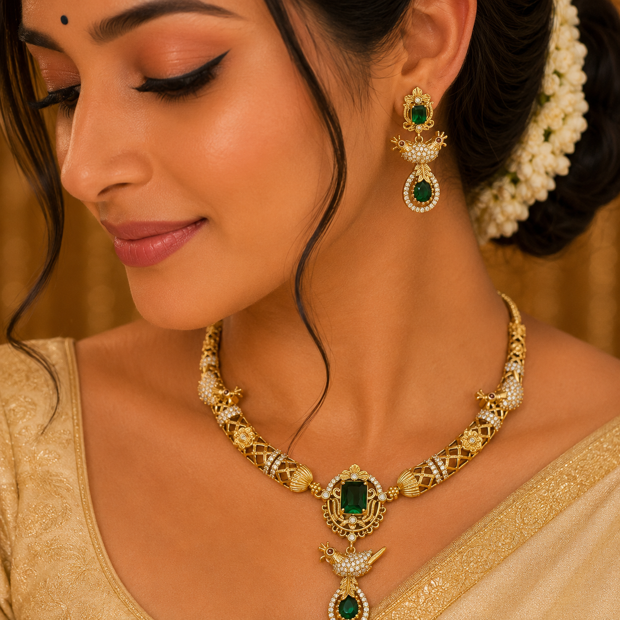 Pretty Emerald Parrot necklace