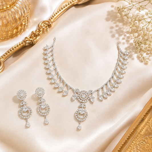 Rathnika AD White Stone Necklace